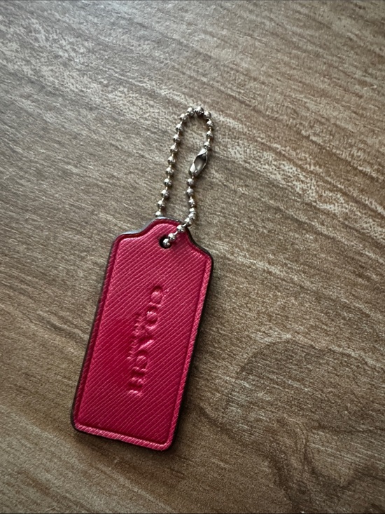 Coach Other - Coach Hot Pink Leather Tag Keychain with Silver Chain